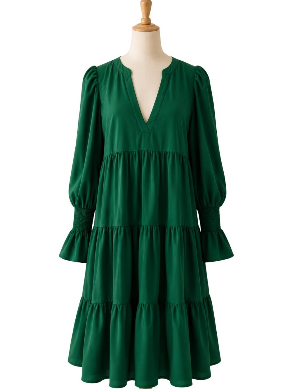 Tuckernuck Pomander Place Kenzo Tiered Crepe Mini Dress in green.